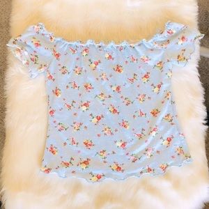 Off The Shoulder Flower Crop Top